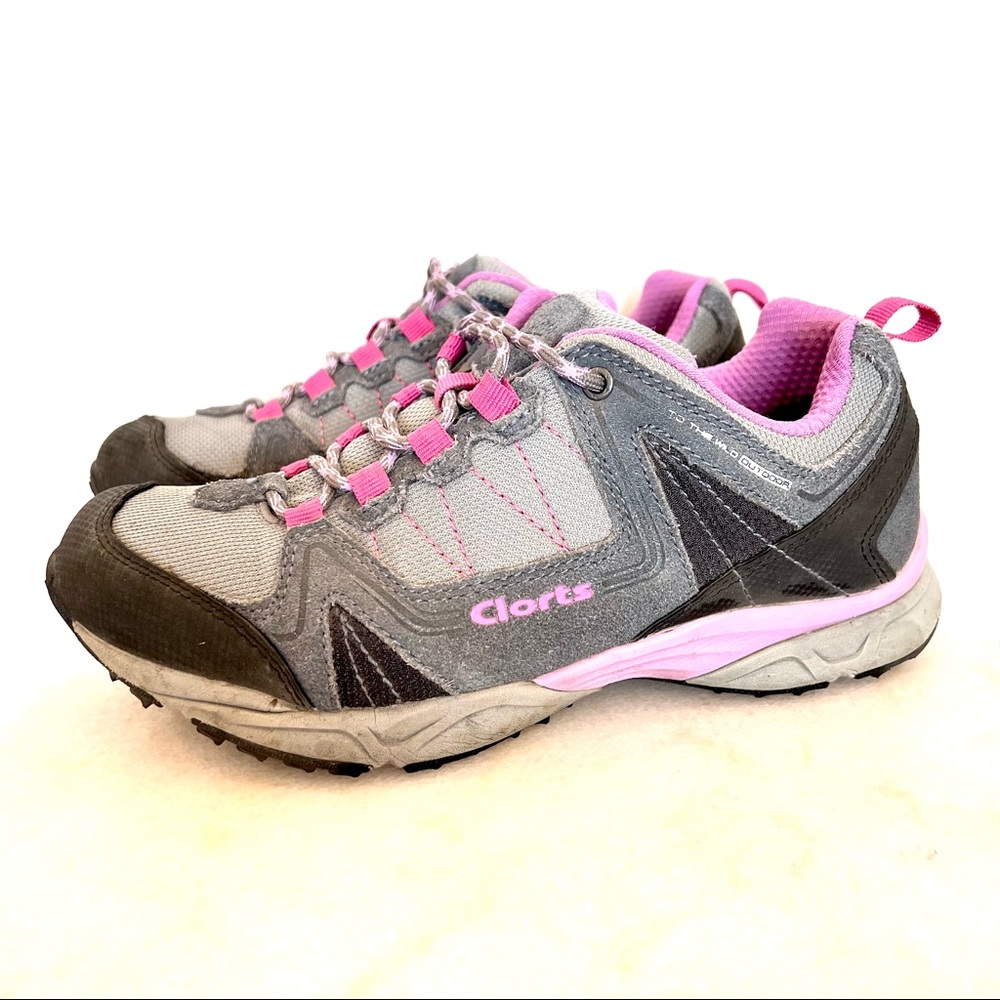 Clorts Waterproof Hiking Trail Running Trekking Outdoor Shoe Gray Pink Purple